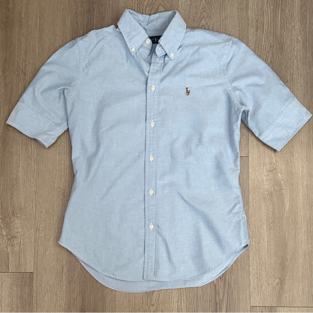 Polo by Ralph Lauren Light Blue Short-Sleeve Oxford Button-Down Shirt